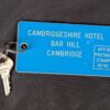 Vintage Cambridgeshire Hotel Bar Hill Room Key and Blue Eaton Identification Tag