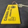 Vintage Caravel Hotel Athens Greece Room Key and Keychain Tag Metal and Plastic