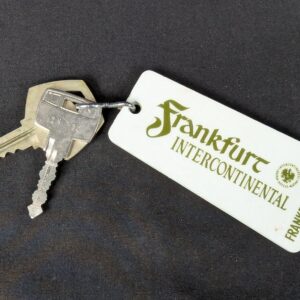 Vintage Frankfurt Intercontinental Hotel Room Key and Fob Metal Key Plastic Fob