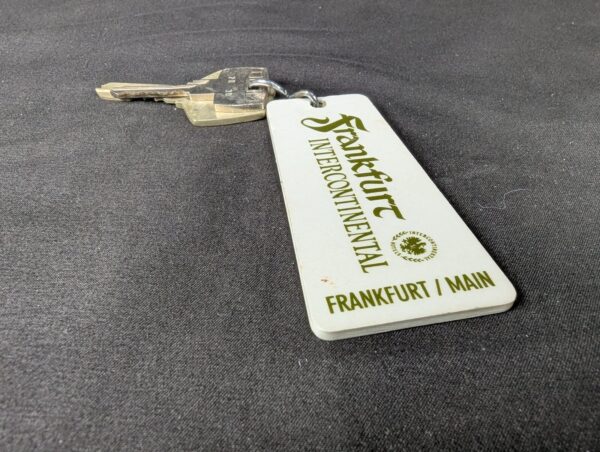Vintage Frankfurt Intercontinental Hotel Room Key and Fob Metal Key Plastic Fob