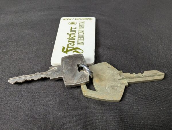 Vintage Frankfurt Intercontinental Hotel Room Key and Fob Metal Key Plastic Fob