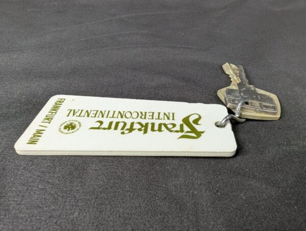 Vintage Frankfurt Intercontinental Hotel Room Key and Fob Metal Key Plastic Fob