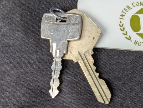 Vintage Frankfurt Intercontinental Hotel Room Key and Fob Metal Key Plastic Fob