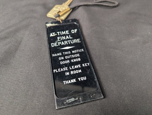 Hotel Room Key with Plastic Tag and Metal Key Attachment Vintage Collectible
