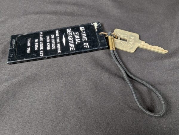 Hotel Room Key with Plastic Tag and Metal Key Attachment Vintage Collectible