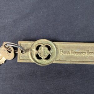Vintage Hyatt Regency Hong Kong Hotel Room Key with Chicago Lock Co Brass Fob