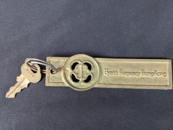 Vintage Hyatt Regency Hong Kong Hotel Room Key with Chicago Lock Co Brass Fob