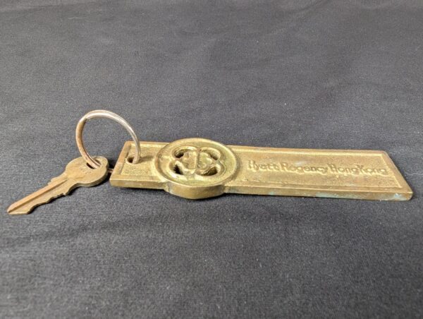 Vintage Hyatt Regency Hong Kong Hotel Room Key with Chicago Lock Co Brass Fob