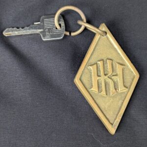 Vintage Hotel Room Key with Brass Fob Decorative Metal Collectible Antique Style