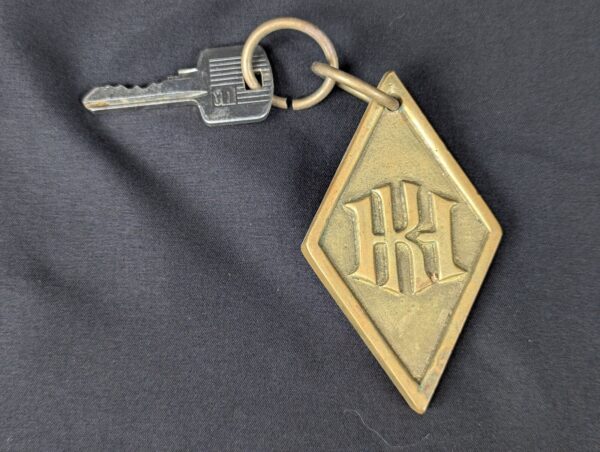 Vintage Hotel Room Key with Brass Fob Decorative Metal Collectible Antique Style