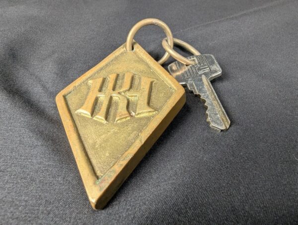 Vintage Hotel Room Key with Brass Fob Decorative Metal Collectible Antique Style
