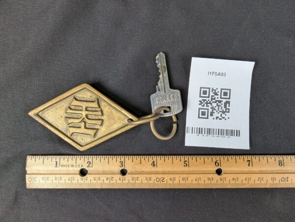 Vintage Hotel Room Key with Brass Fob Decorative Metal Collectible Antique Style