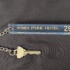 Vintage Shiba Park Hotel Room Key with Acrylic Fob GOAL Metal Blade Collectible