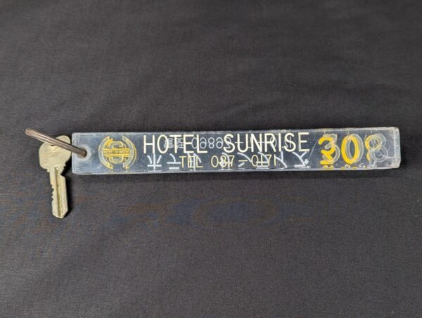 Hotel Sunrise Acrylic Keychain Hotel Room Key Vintage Souvenir Collectible Item