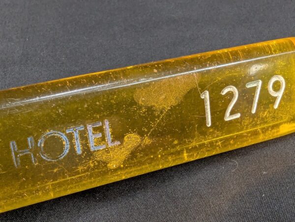 Vintage Seoul Plaza Hotel Room Key with Acrylic Fob Showal Sargent Metal Keyc...