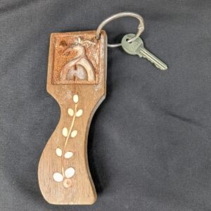 Yale Hotel Room Key Fob with Metal Key Vintage Wooden Tag Accessory Collectible