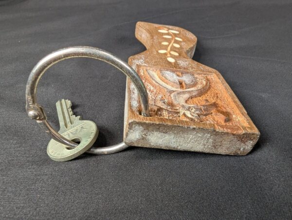 Yale Hotel Room Key Fob with Metal Key Vintage Wooden Tag Accessory Collectible