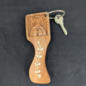 Vintage Yale Wooden Hotel Room Key Fob with Attached Metal Key Hardware Colle...