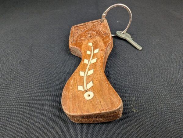 Vintage Yale Wooden Hotel Room Key Fob with Attached Metal Key Hardware Colle...