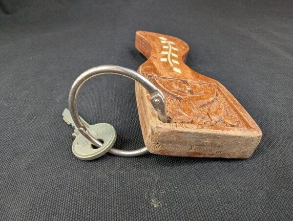 Vintage Yale Wooden Hotel Room Key Fob with Attached Metal Key Hardware Colle...