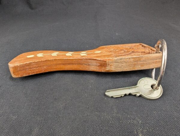 Vintage Yale Wooden Hotel Room Key Fob with Attached Metal Key Hardware Colle...