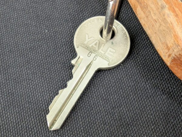 Vintage Yale Wooden Hotel Room Key Fob with Attached Metal Key Hardware Colle...