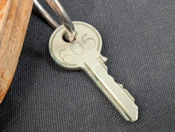 Vintage Yale Wooden Hotel Room Key Fob with Attached Metal Key Hardware Colle...