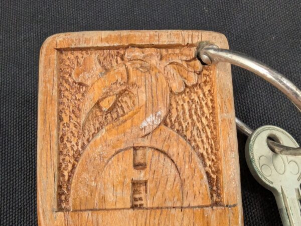Vintage Yale Wooden Hotel Room Key Fob with Attached Metal Key Hardware Colle...
