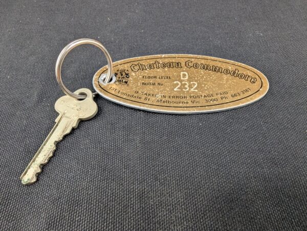Vintage Chateau Commons Melbourne Hotel Room Key and Lockwood Metal Fob Colle...