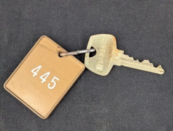 Vintage British Columbia Hotel Room Sargent Key with Identification Tag Metal