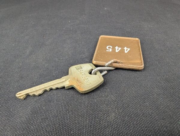 Vintage British Columbia Hotel Room Sargent Key with Identification Tag Metal