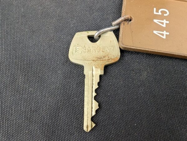 Vintage British Columbia Hotel Room Sargent Key with Identification Tag Metal