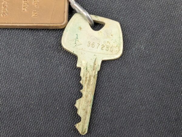 Vintage British Columbia Hotel Room Sargent Key with Identification Tag Metal