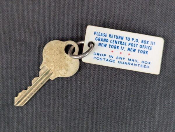 Vintage New York Grand Central Post Office Hotel Room Key Tag Pre-1963 Era Good
