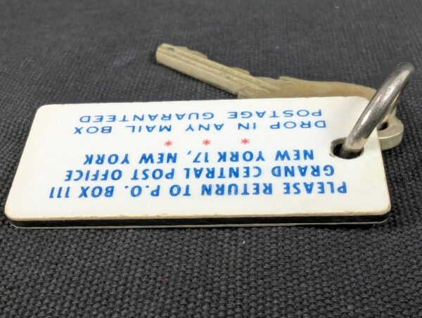 Vintage New York Grand Central Post Office Hotel Room Key Tag Pre-1963 Era Good