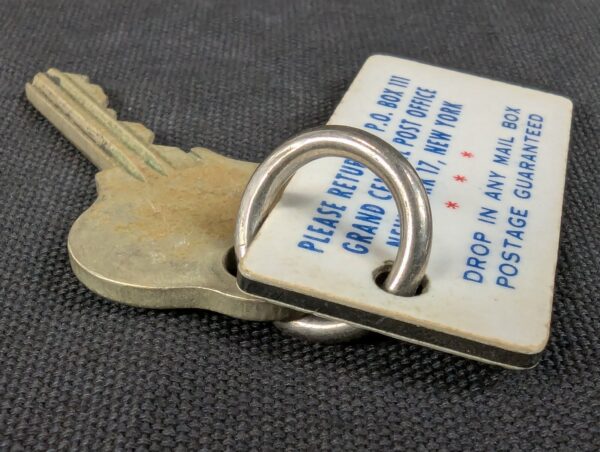 Vintage New York Grand Central Post Office Hotel Room Key Tag Pre-1963 Era Good