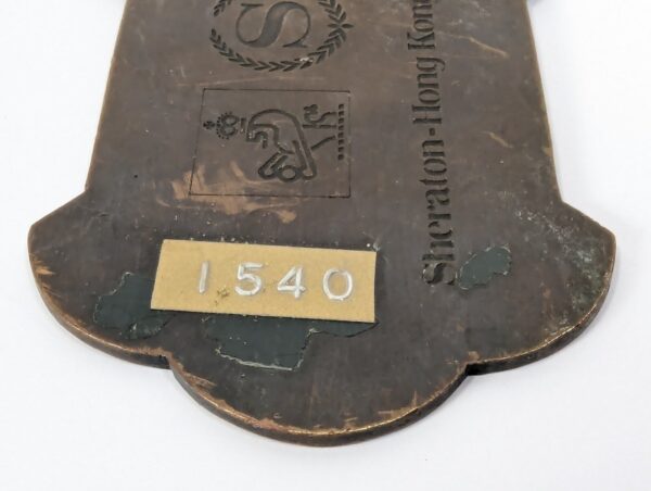 Vintage Sheraton-Hong Kong Hotel Room Key and Fob Metal Tag Number 1540 Colle...