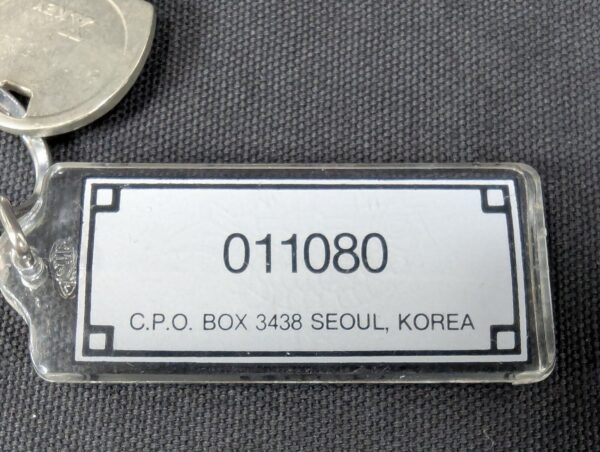 Vintage 1980s Seoul Korea X-Key Hotel Room Key with Identification Tag Metal