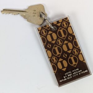 Vintage Hotel Ivoire Abidjan Room Key with Arrow Lock Corp Acrylic Keychain Fob