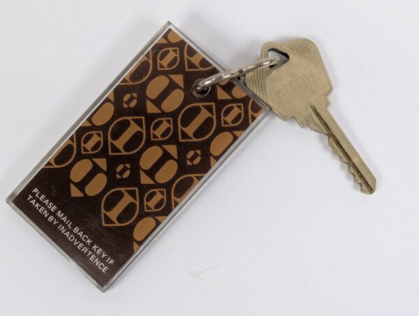 Vintage Hotel Ivoire Abidjan Room Key with Arrow Lock Corp Acrylic Keychain Fob