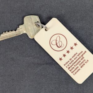 Vintage Dominion Lock Co Canadian Hotel Room Key with Identification Fob Hard...