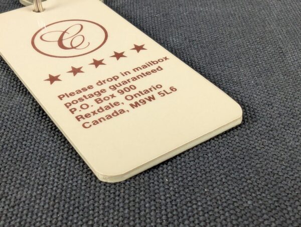 Vintage Dominion Lock Co Canadian Hotel Room Key with Identification Fob Hard...