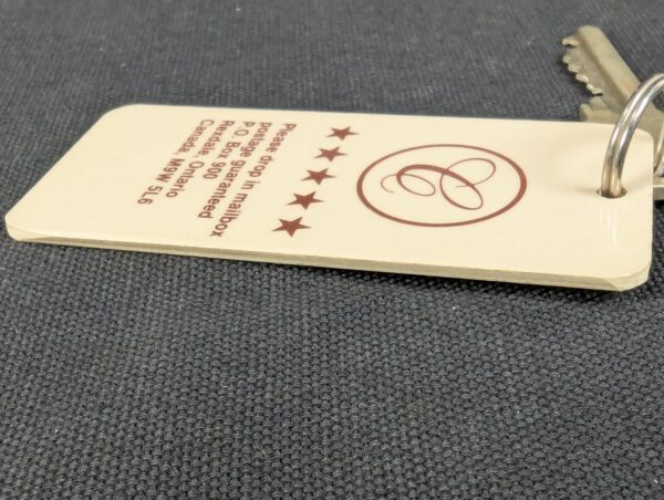 Vintage Dominion Lock Co Canadian Hotel Room Key with Identification Fob Hard...