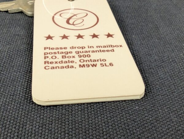 Vintage Dominion Lock Co Canadian Hotel Room Key with Identification Fob Hard...