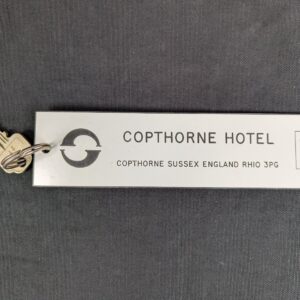 Copthorne Hotel Room Key and Fob Set Union Parkes Metal Key White Fob Good Cond