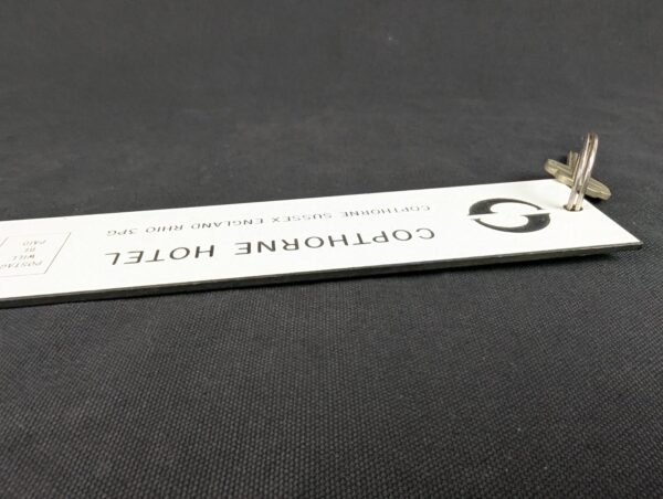 Copthorne Hotel Room Key and Fob Set Union Parkes Metal Key White Fob Good Cond