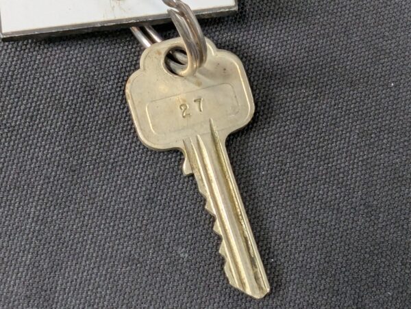Copthorne Hotel Room Key and Fob Set Union Parkes Metal Key White Fob Good Cond