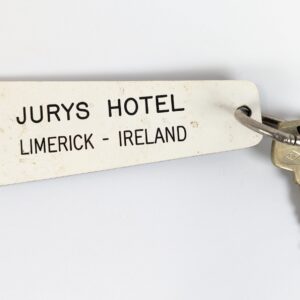 Vintage Jurys Hotel Limerick Ireland Room Key and Fob Two-Sided Black and White