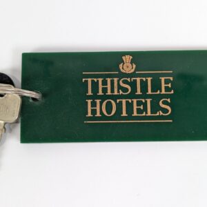 Vintage Thistle Hotels Edinburgh Room Key and Green Acrylic Fob Set A21 Good