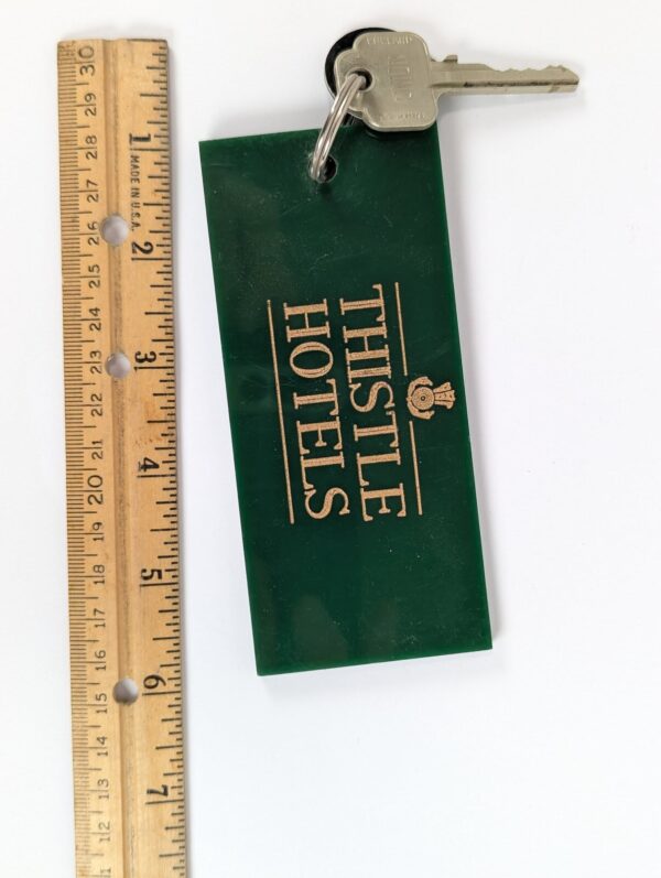 Vintage Thistle Hotels Edinburgh Room Key and Green Acrylic Fob Set A21 Good